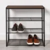 4 Tier Shoe Rack Black Metal With Walnut Wood - Brightroom™ 1 4 Tier Shoe Rack Black Metal With Walnut Wood - Brightroom™ -Brightroom GUEST cf06b7f4 5689 4304 b846 3f24676f2c19