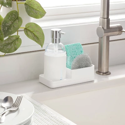 Plastic Soap Pump With Silicone Holder With Caddy & Tray White - Brightroom™: Kitchen Soap Caddy Dispenser 3 Plastic Soap Pump With Silicone Holder With Caddy & Tray White - Brightroom™: Kitchen Soap Caddy Dispenser