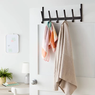 Over The Door 6 Hook - Black - Brightroom™ 3 Over The Door 6 Hook - Black - Brightroom™