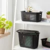 Narrow Medium Decorative Plastic Bin Black - Brightroom™: Modern Storage With Cut-Out Handles, 13" Cube Compatible 1 Narrow Medium Decorative Plastic Bin Black - Brightroom™: Modern Storage With Cut-Out Handles, 13" Cube Compatible -Brightroom GUEST dbd6dc19 4c56 43a3 8b4b 0e93ad3c2212