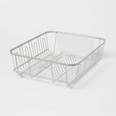 Large Steel Dish Drainer Brushed Nickel - Brightroom™: Freestanding Dish Drying Rack With Utensil Holder 5 Large Steel Dish Drainer Brushed Nickel - Brightroom™: Freestanding Dish Drying Rack With Utensil Holder - Image 3