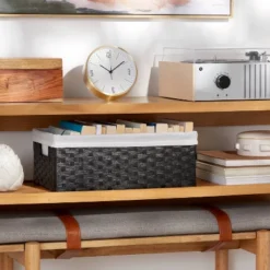 16" X 9" X 6" Lined Woven Media Bin Black - Brightroomâ„¢