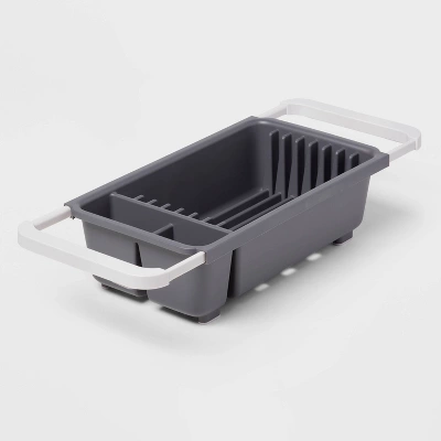 Over The Sink Dish Drainer Gray - Brightroom™: Freestanding Dish Drying Rack & Sponge Holder, Polypropylene, Hand Wash 5 Over The Sink Dish Drainer Gray - Brightroom™: Freestanding Dish Drying Rack & Sponge Holder, Polypropylene, Hand Wash - Image 3