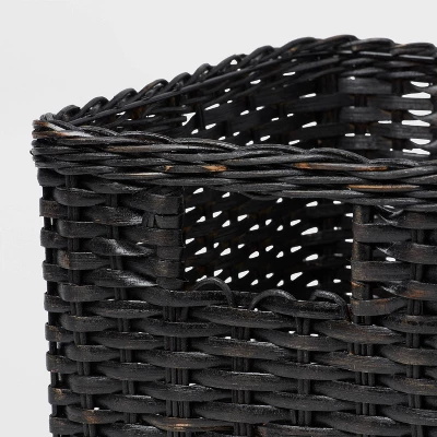 S Washed Woven Rattan Crate Black - Brightroom™: Rectangle Decorative Basket, 8" H X 11.25" W X 10" D, Air Dry 4 S Washed Woven Rattan Crate Black - Brightroom™: Rectangle Decorative Basket, 8" H X 11.25" W X 10" D, Air Dry - Image 2