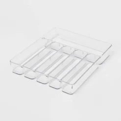 6 Compartment Plastic Drawer Flatware Organizer - Brightroom™: Clear In-Drawer Silverware Tray, Contemporary Style -Brightroom GUEST f88f6ece c51c 4c20 9f4c b4ef10e073ea