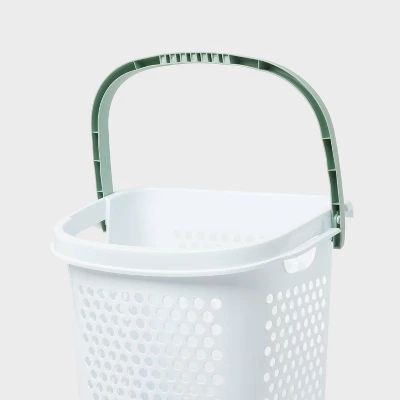 BR Rolling Hamper White With Daydream Green Handles - Brightroom™ 4 BR Rolling Hamper White With Daydream Green Handles - Brightroom™ - Image 2