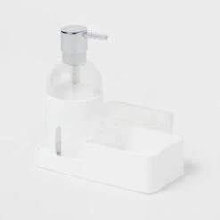 Plastic Soap Pump With Silicone Holder With Caddy & Tray White - Brightroom™: Kitchen Soap Caddy Dispenser 7 Plastic Soap Pump With Silicone Holder With Caddy & Tray White - Brightroom™: Kitchen Soap Caddy Dispenser -Brightroom GUEST fe3b3583 6325 4ee8 a556 0b52d2159908